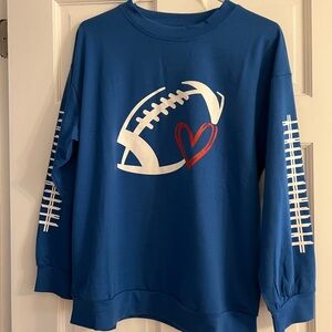 Blue Football Heart Long Sleeve TShirt